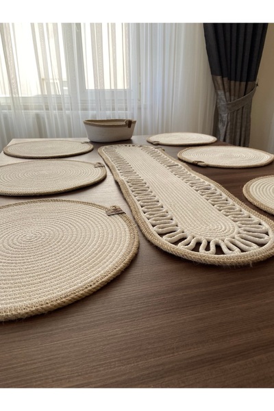 ZES amerikan servisi  supla runner takımı masa örtüsü yemem masası ramazan süsleri