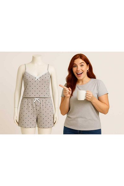 MODA بيجامة نسائية كبيرة الحجم مع بلوزة وسروال قصير - قصة واسعة - المقاسات في وصف المنتج