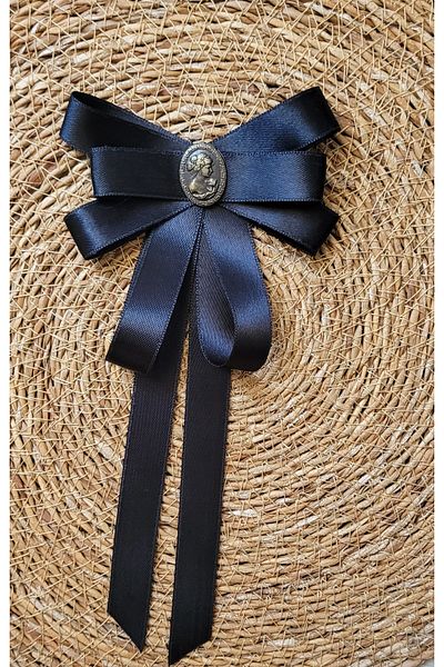 LO ADORO Arslan Detail Women's Tie Women's Detail Brooch Collar Accessory Women's Bow Tie Satin Tie Velvet Tie