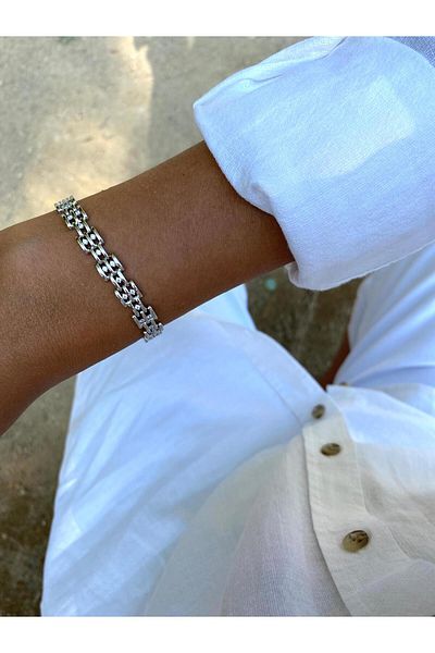 marsel aksesuar Xuping Zircon Stone Thin Cord Silver Bracelet