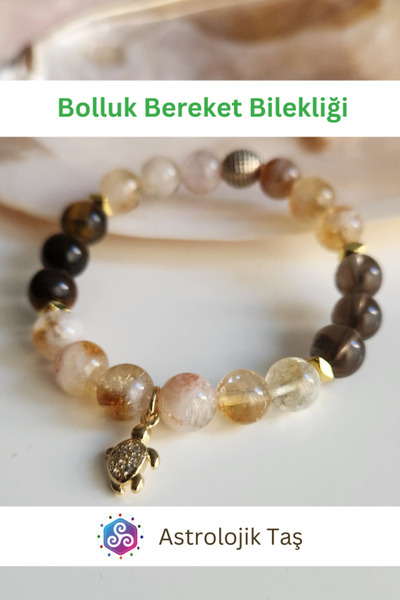 Astrolojik Doğal Taş Kadın Bolluk Bereket Bilekliği - Doğal Taş - Para - Bereket - Başarı - Mutluluk