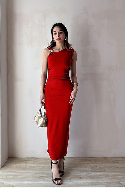 ALFUDO Moda Collection Lavender Buckle Maxi Dress