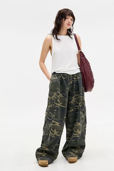 september island Khaki Camouflage Patterned Shalwar Oversize Trousers
