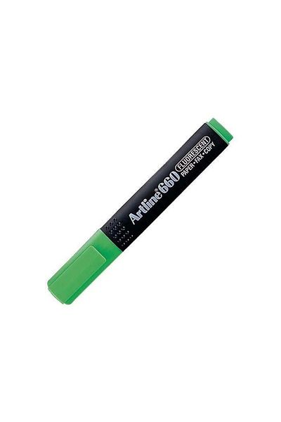 artline Green Fluorescent Pen - 660 Model, Cut Point, 1.0-4.0mm Highlighter Highlighter