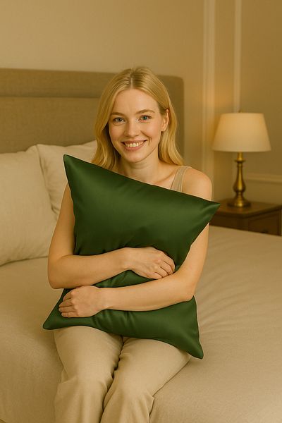 İpekshop Pine Green Pure Silk Pillow Case - 22mm Premium Quality