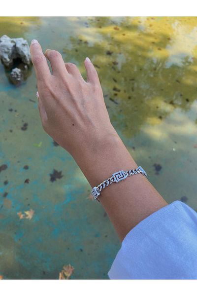 marsel aksesuar Xuping Square Maze Zircon Stone Silver Bracelet