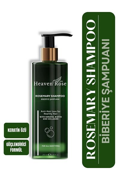 Heaven Rose Hr Rosemary Shampoo with Keratin, Biotin and Collagen Extract to Help Anti-Hair Loss and Fast Growth 250 ml