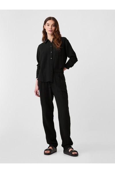 GAP Kadın Siyah Easy Gauze Pantolon