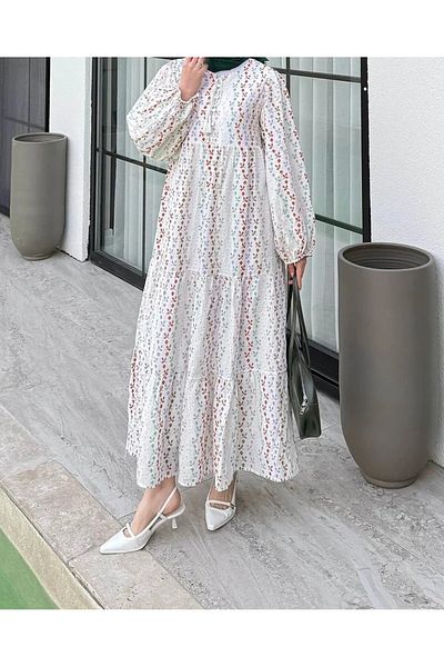 Lavanta Tekstil Colorful Embroidered Dress