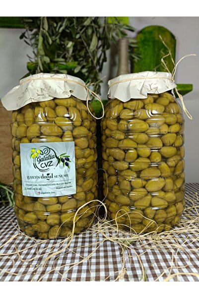 Aydın Yöresi (Çekiçte) Eğri Çekirdek Cinsi Sofralık Tatlandırılmış Kırma Yeşil Zeytin 2+2 Kg (200-220) Kalibre