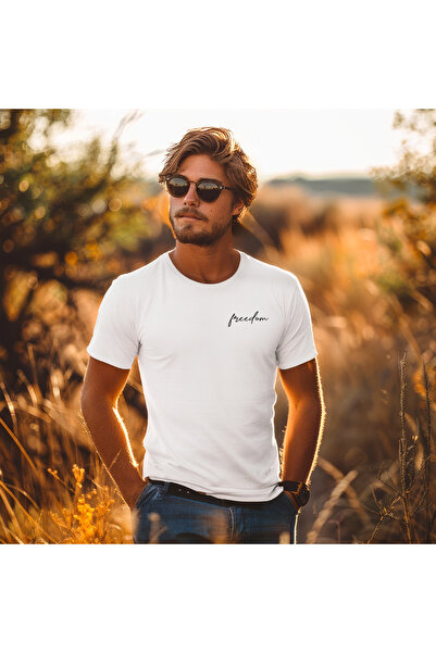 Rabia Yıldız Men's Freedom Label Printed T-Shirt/Hubery