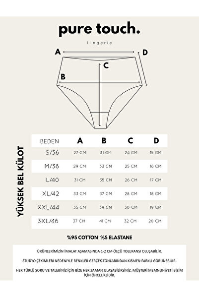 pure touch lingerie Kadın Yüksek Bel Tanga Külot 5'li Paket/Somon-Kırmızı-Lacivert-Vizon-Gri