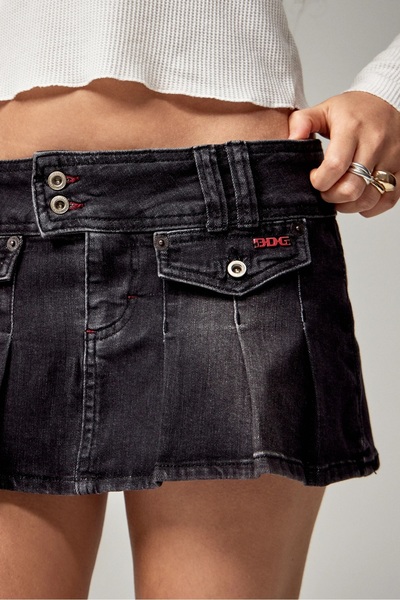 september island Washed Black Denim Mini Skirt