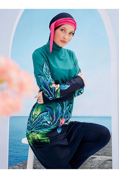 MAYOU Μποτανικό Μαγιό Hijab - Navy Blue -
