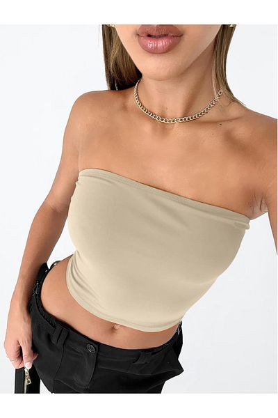Teenystore Μπλούζα με κοντά μανίκια και στράπλες μπαντό από ζέρσεϊ