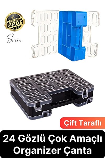 Svein Premium Çift Taraflı Vida Çivi Balıkçı Malzeme Organizer Çanta 22 Gözlü...