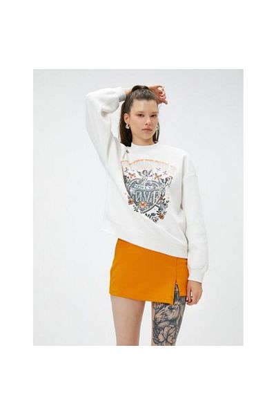 Koton 4wal10104ik 010 Ecru Young Girl Cotton Jersey Sweatshirt