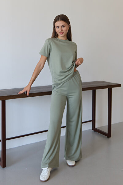 Mogi Butik Women's Modal Fabric Short Sleeve Tracksuit Set 3081