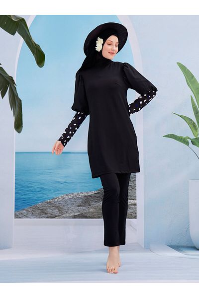 MAYOU Nostalgia Design Hijab Μαγιό - Μαύρο -