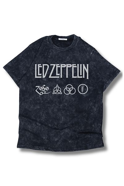 Fuddy Moda Tricou unisex cu imprimeu Led Zeppelin - Tricou retro oversize Rock-Metal