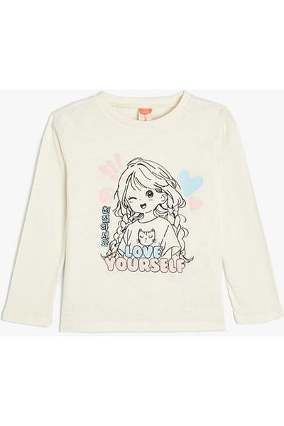 Koton Crew Neck Printed Cotton Long Sleeve T-Shirt