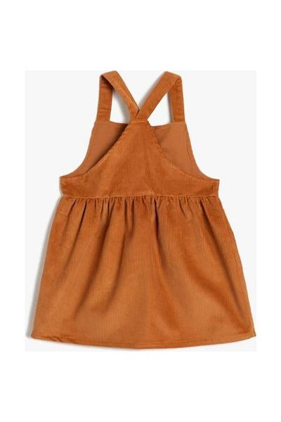 Koton Corduroy Salopet Dress with Cotton Pocket Detail