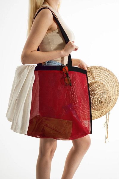 YEGGE Large Size Beach Bag Picnic Sandproof Mesh Shoulder Strap Sea Bag Towel Bag Pool Bag