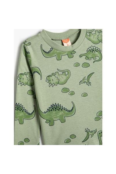 Koton Dinosaur Printed Long Sleeve Crew Neck T-Shirt