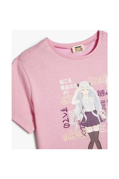 Koton Crew Neck Short Sleeve Anime Printed T-Shirt