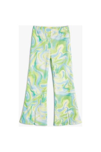 Koton Abstract Patterned Spanish Leg Leggings - Slit Detailed Trousers