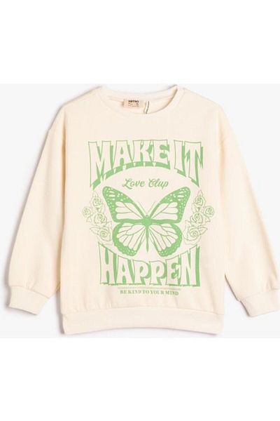 Koton Butterfly Sweatshirt Long Sleeve Crew Neck Printed