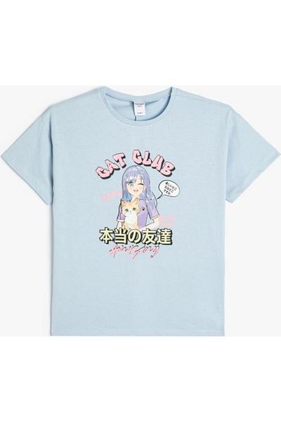 Koton Tricou din bumbac cu mânecă scurtă, imprimat cu pisici