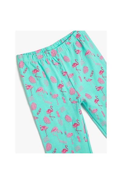 Koton Kurze Strumpfhose aus Baumwolle mit Flamingo-Aufdruck – elastischer Bund