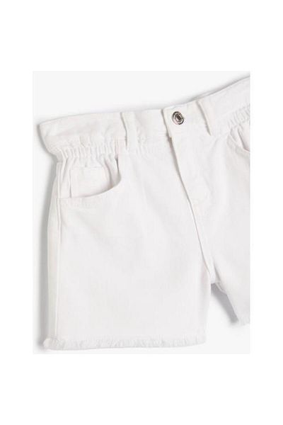 Koton Denim Shorts Tasseled Elastic Waist Pocket Cotton