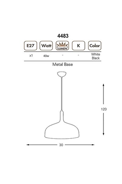 Özcan Aydınlatma 4483-01 Tekli Külah Sarkıt 30 cm Mat Beyaz Renk Tekli Avize Sarkıt Salon Mutfak Lamba