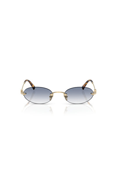 Miu Miu A54S Zvn80O 51 Women's Oval Gold Metal Sunglasses