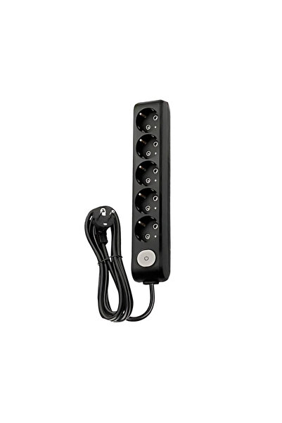 VİKO Beşli Çoklu Priz, Anahtarlı, Uzatma Kablosu, 5li, 3m, Siyah