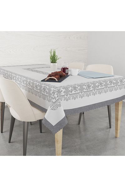 yok yok evim eve dair her şey Rose Embroidery Patterned Linen Effect Worry-Free Table Cloth