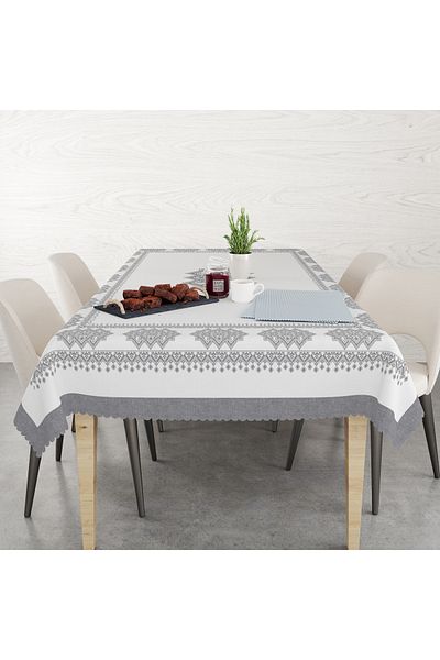 yok yok evim eve dair her şey Ethnic Patterned Linen-Effect Worry-Free Tablecloth