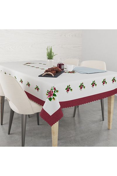 yok yok evim eve dair her şey Kanavi̇çe Patterned Linen-Effect Worry-Free Table Cloth