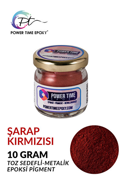 POWER TIME EPOXY Sedefli Metalik Toz Pigment Boya 10 gram / Şarap Kırmızısı /...