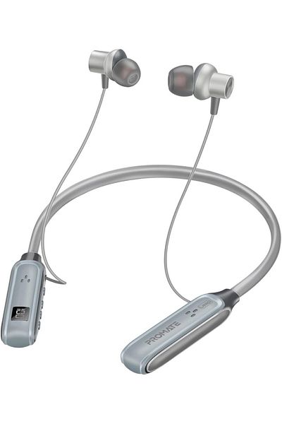 Promate Bluetooth Neckband Earphones, High-Fidelity Sweat-Proof In-Ear Neckband Earphones with Smart