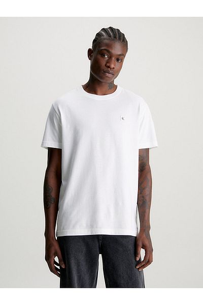 Calvin Klein Erkek %100 Pamuklu Logolu Kısa Kollu Beyaz T-Shirt J30J325268-YAF