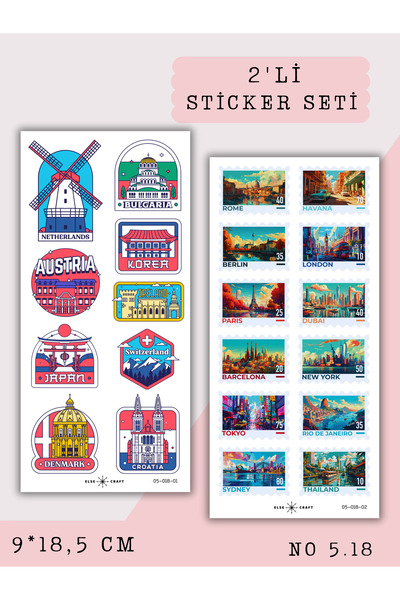 Else Craft 2'li Başkentler Seyahat Temalı Sticker 5.18 - Ajanda Planlayıcı Bu...