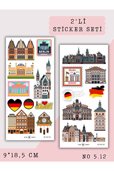 Else Craft 2'li Almanya Seyahat Temalı Sticker 5.12 - Ajanda Planlayıcı Bulle...