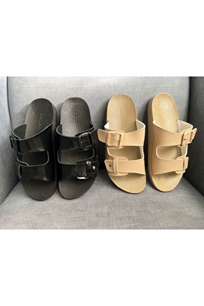 Minamoda Gezer Women's Double Buckle Slippers Set of 2 Adjustable Soft Sole Women's Slippers