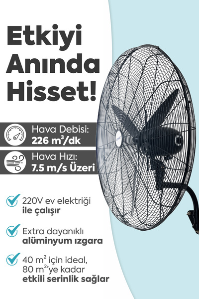XONECT Profesyonel Sanayi Tipi Vantilatör 75 CM (30 İnç) | Yüksek Performanslı Soğutma | XDF30