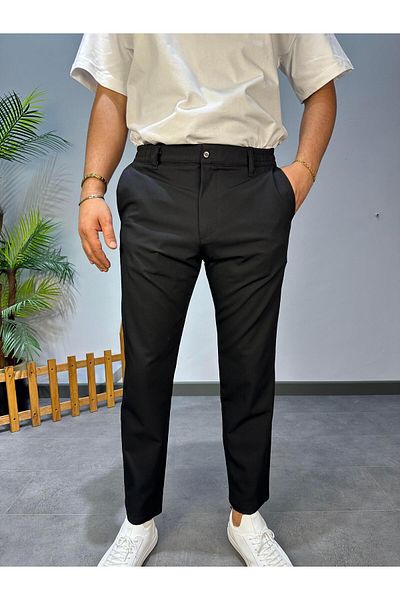 MODA Brand Equivalent Jogger Fabric Pants Black
