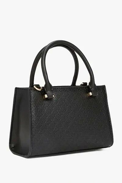 Tommy Hilfiger Women's Monogram Th Logo Printed Zipper Closure Black Shoulder Bag Aw0Aw16932-Bds