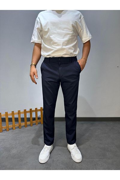 MODA Brand Equivalent Jogger Fabric Pants Navy Blue